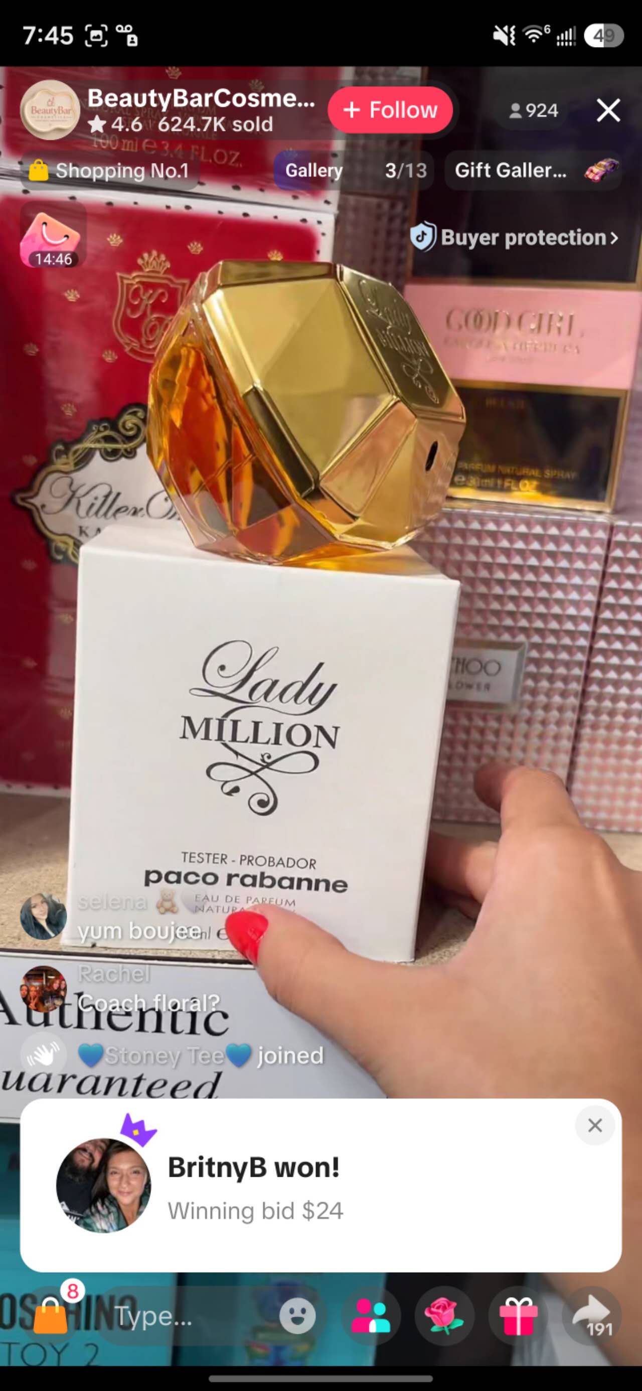 TikTok Live Auction Perfume Sold